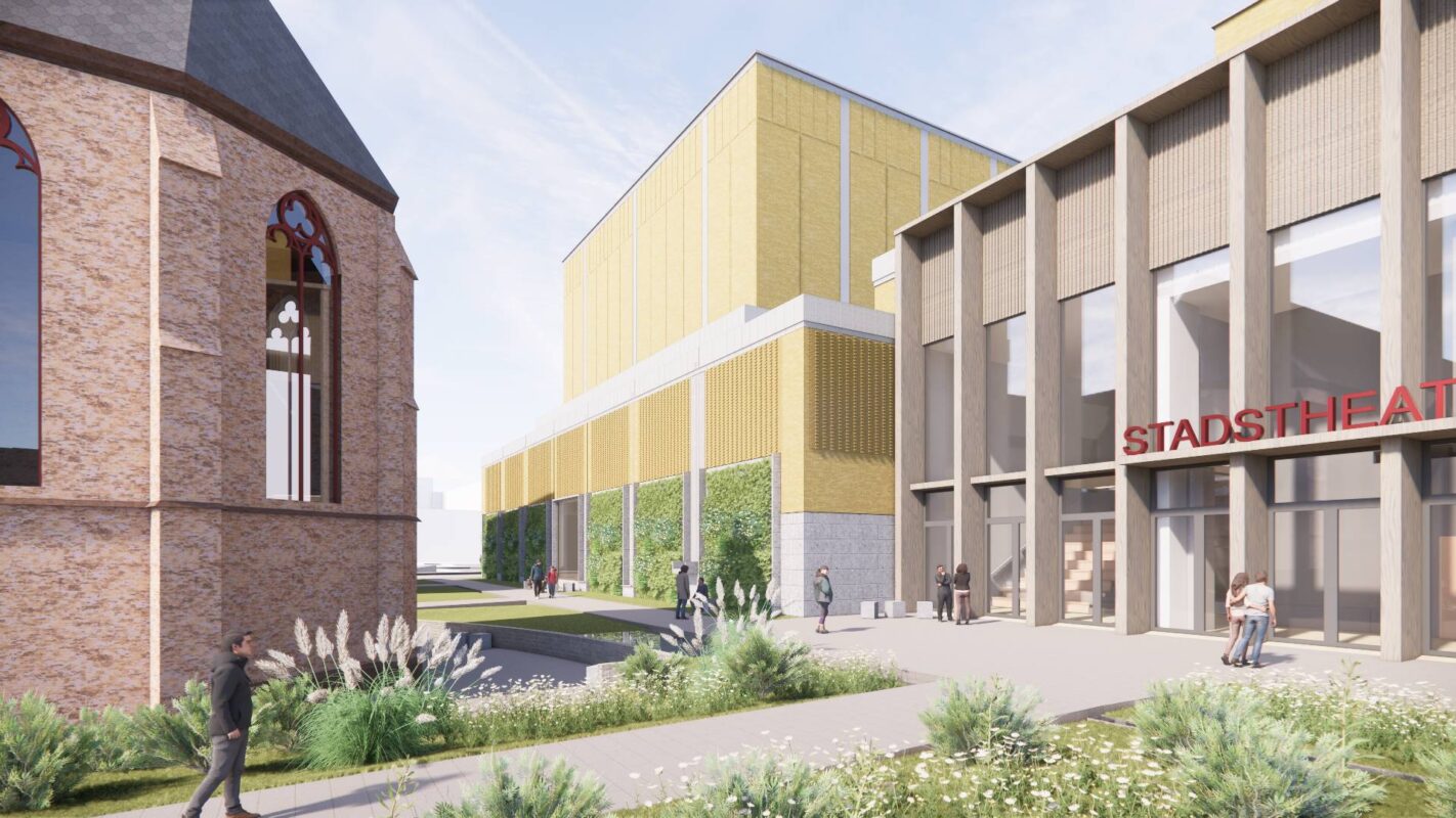 Ontwerp van de westgevel van het Stadstheater