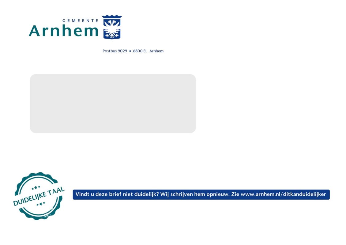 Envelop waar de terugstuurservice op aangekondigd staat.